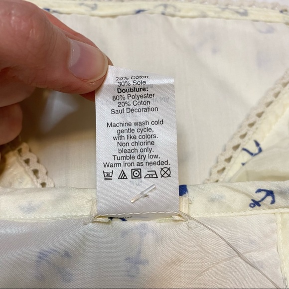 NEW Crewcuts Off-White Silk Anchor Print Nautical Sleeveless Top Tank Top Sz 4/5 - Picture 5 of 6